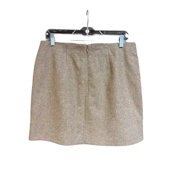 New NWT & Other Stories Tan Wool Silk Blend Tweed Asymmetric Mini Skirt - 10 - Picture 4 of 9